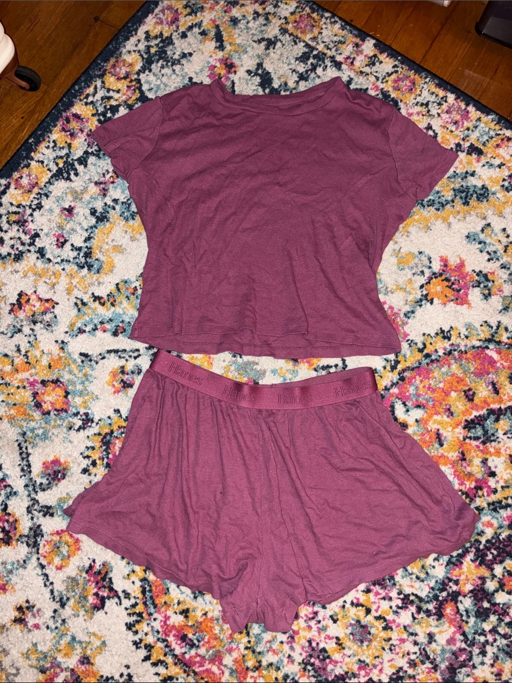 Women's Wine Knit Sleep Set - Soft Short Sleeve Top & Shorts